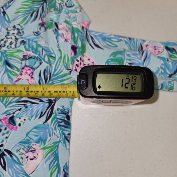 Lilly Pulitzer Girls Long-Sleeve Tropical Print Shirt Size 10 Blue & Pink Cotton - Picture 3 of 9